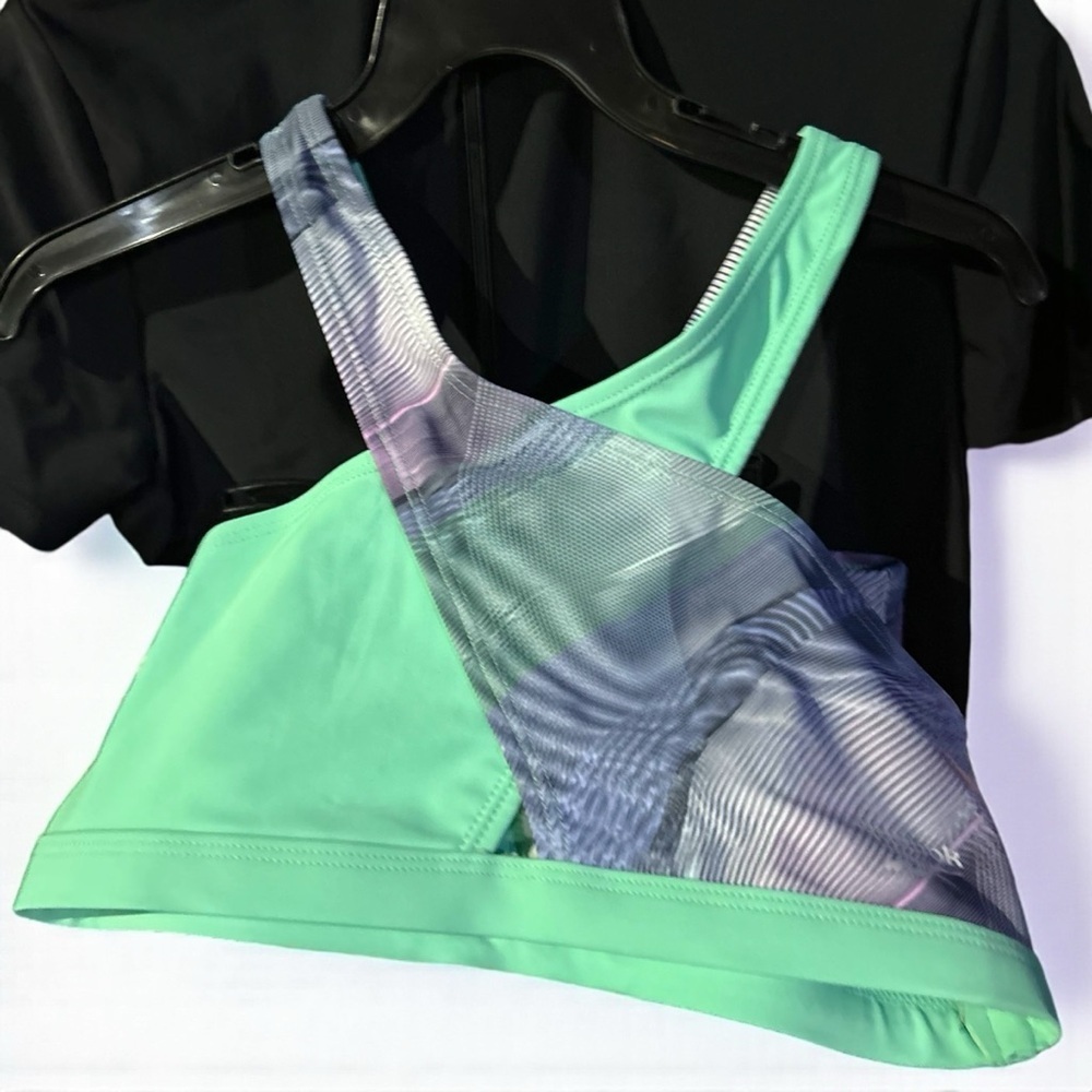 Reebok Girls 3-Piece Rash Guard Swim Set UPF 50+ - Mint & Black - NWT - Size 10 - Picture 2 of 12